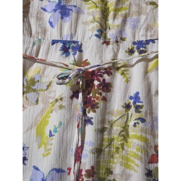 Eddie Bauer Dress Womens Small White Floral 100% Cotton Lined Cap Sleeve Belted - Picture 6 of 10